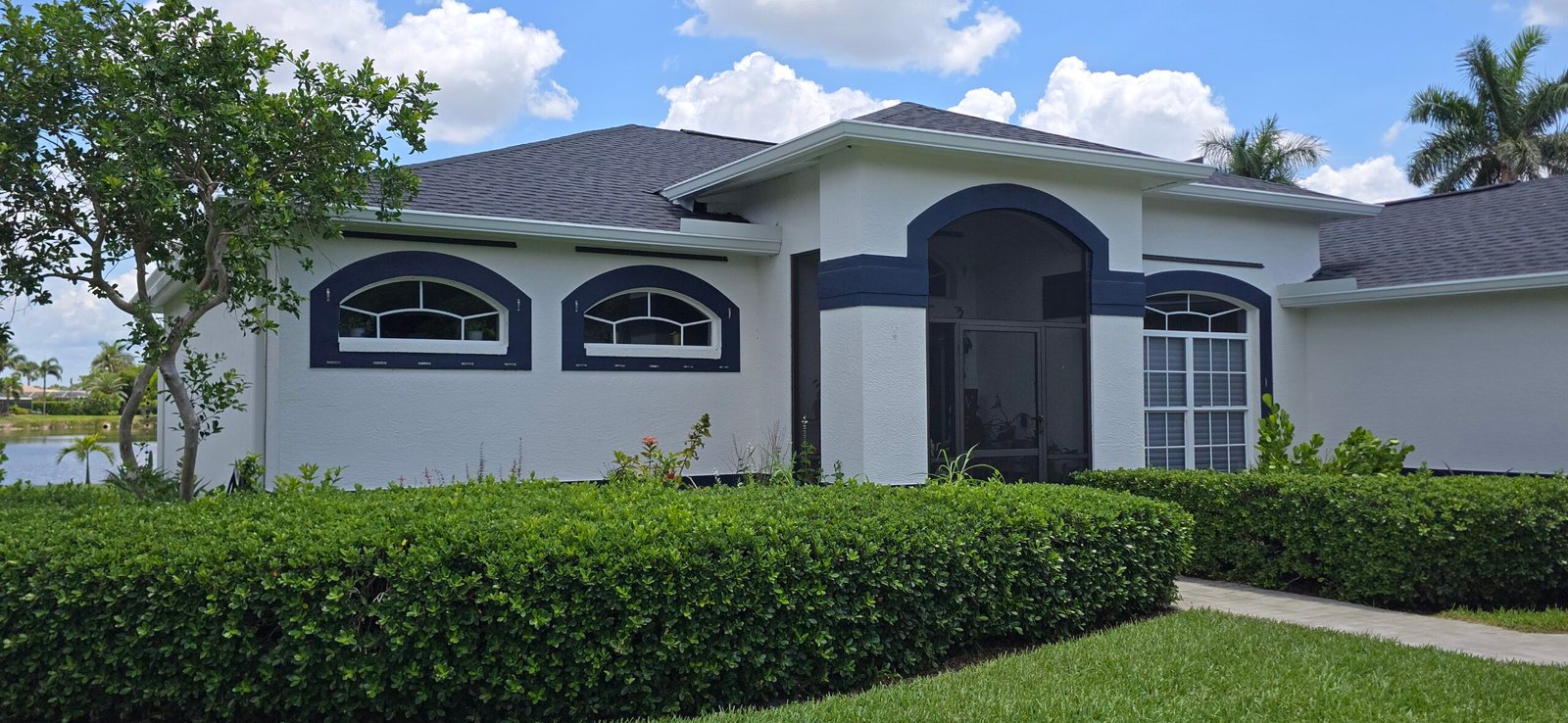 New K-style aluminum gutters installed in Naples FL for improved water control