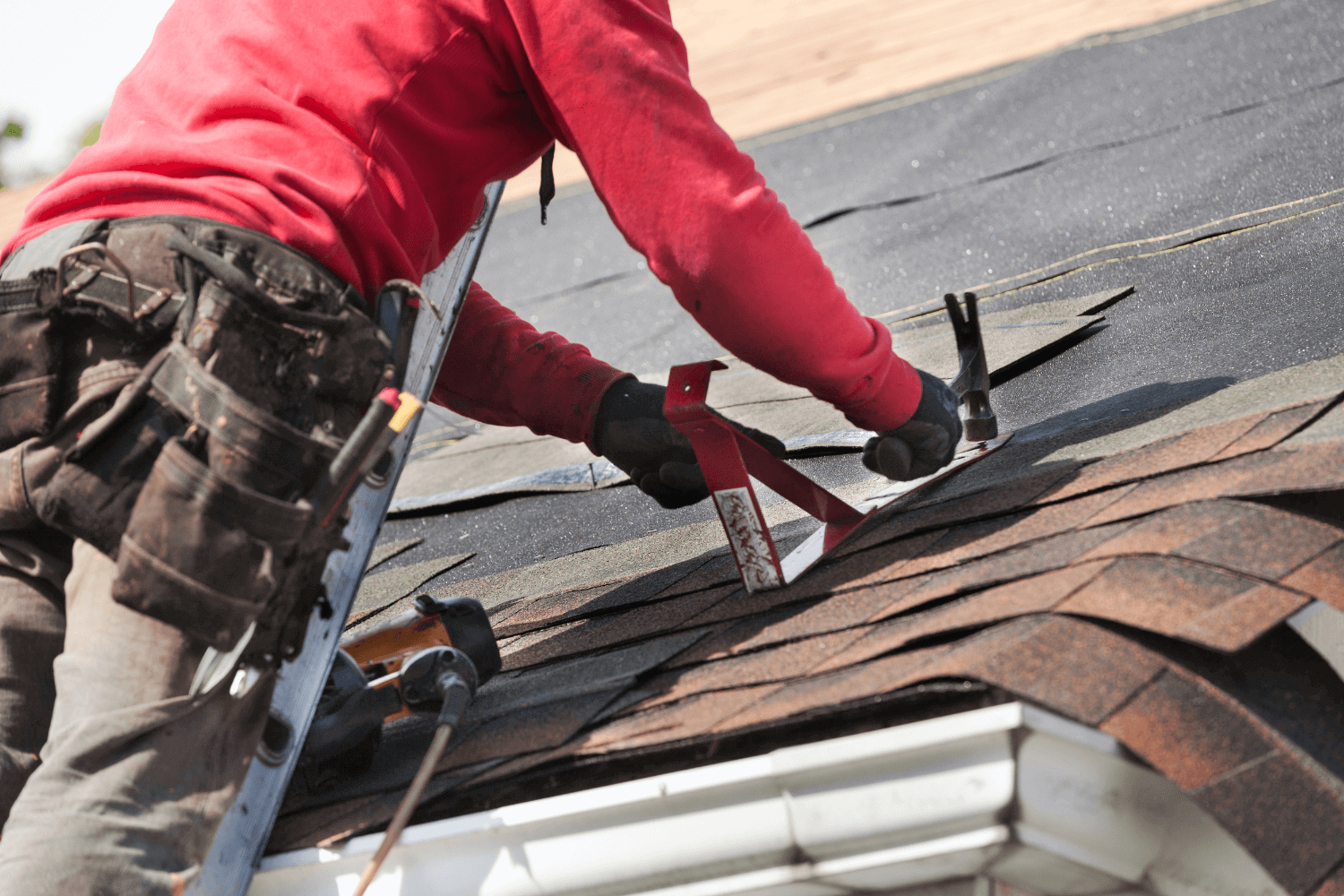 Roofer from Cedarline Roofing performing reliable emergency roof repair in Midland, TX, ensuring safety and peace of mind